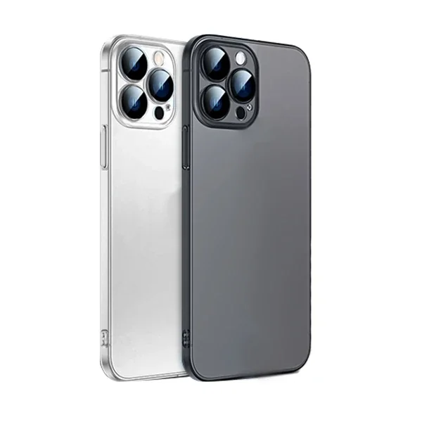 iPhone 13 Pro 6.1" Frosted Glass Şeffaf Kamera Korumalı Kılıf - Çizilmez ve Şık Tasarım