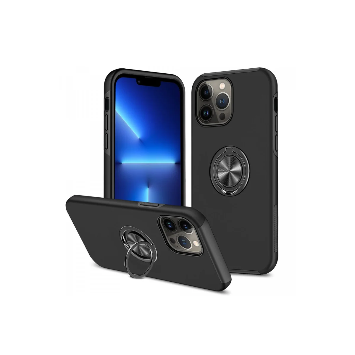 Northcity iPhone 13 Pro Elit Çift Katlı Kılıf - Siyah, Mıknatıslı Araç Tutucu Uyumlu
