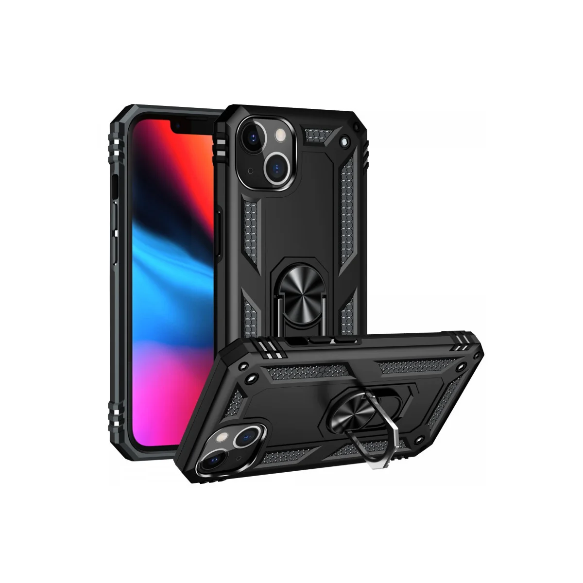 Northcity iPhone 13 Kılıf Sofya Yüzüklü Silikon Kapak - Siyah Çizilmeye Karşı Ultra Korumalı