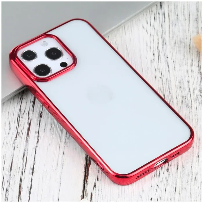 iPhone 13 Pro Max 6.7" Lazer Kaplama Renkli Kenar Şeffaf Kılıf – Sararmaz Kamera Koruma