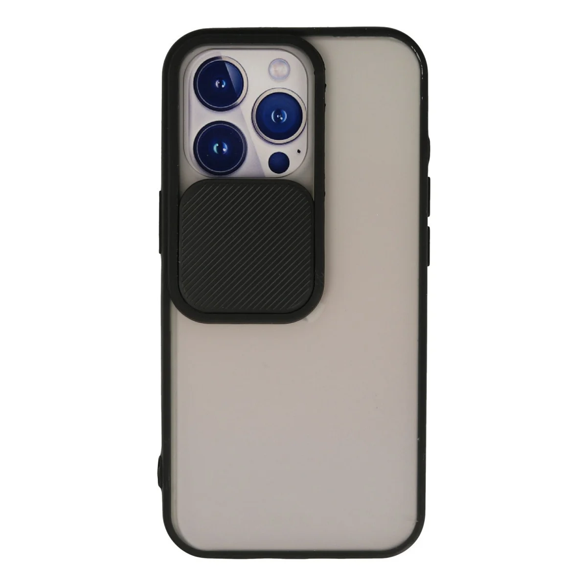 Northcity iPhone 13 Pro Palm Buzlu Kamera Sürgülü Silikon Kılıf - Siyah