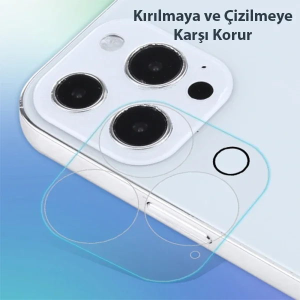 iPhone 13 Pro & Pro Max 3D Kamera Lens Camı Koruyucu 2’li Set - Çizilmez Darbe Emici