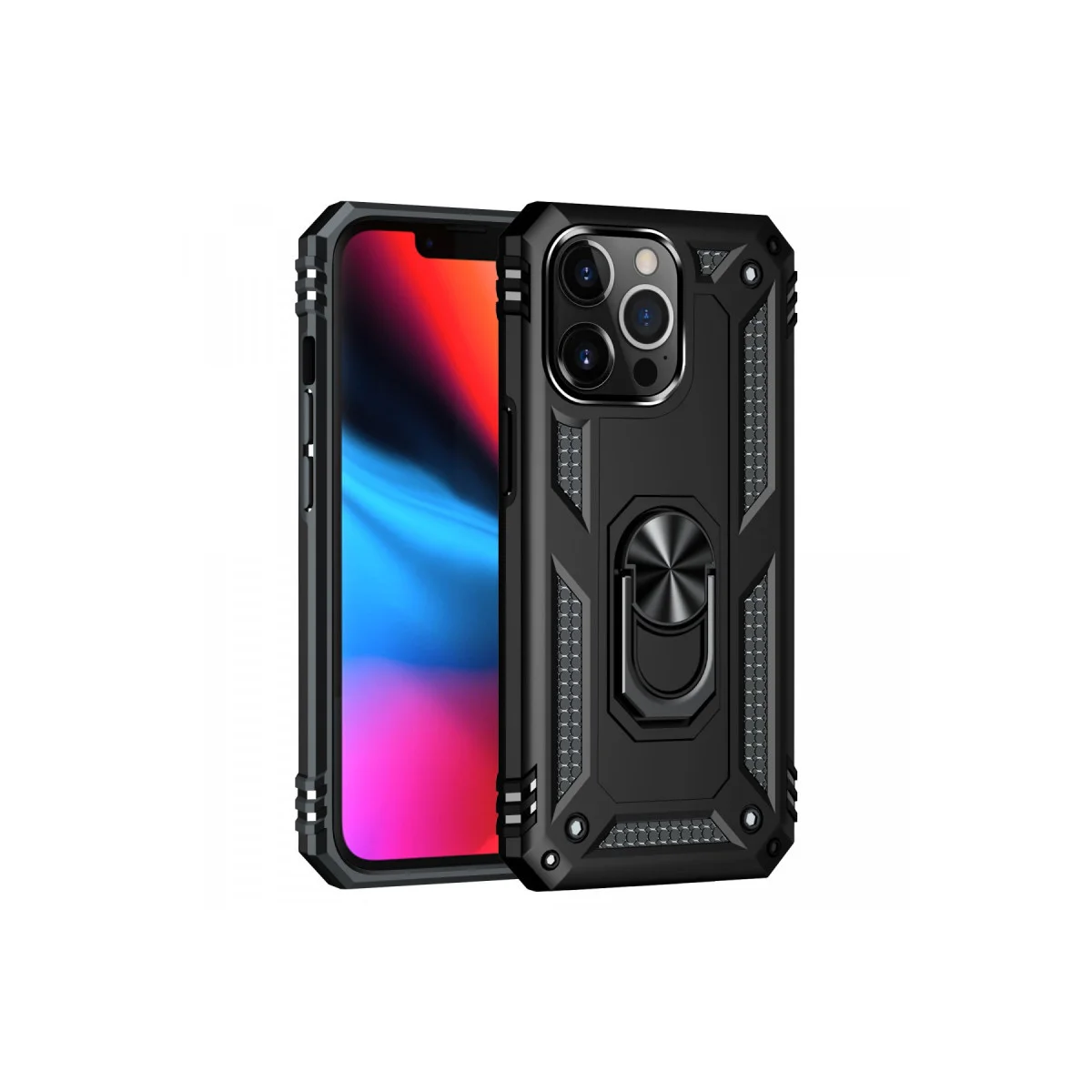 Northcity iPhone 13 Pro Max Silikon Kılıf - Siyah Yüzüklü Koruma Kapağı