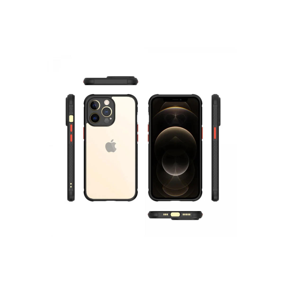 Northcity iPhone 13 Pro Miami Şeffaf Silikon Kılıf - Siyah, Hafif ve Dayanıklı Koruma