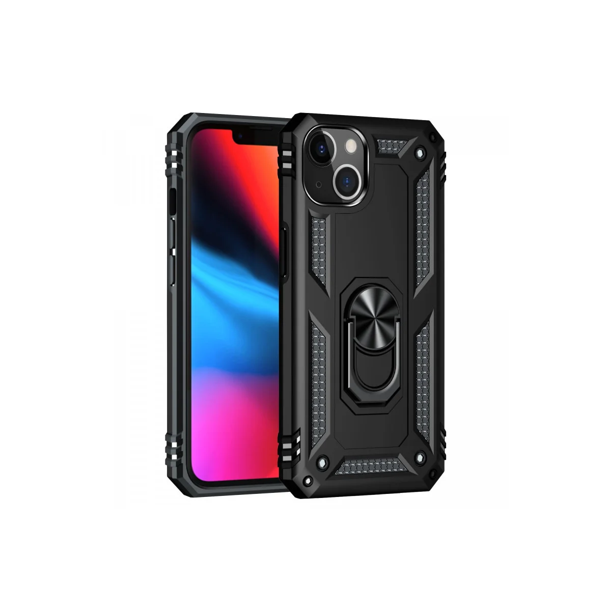 Northcity iPhone 13 Kılıf Sofya Yüzüklü Silikon Kapak - Siyah Çizilmeye Karşı Ultra Korumalı