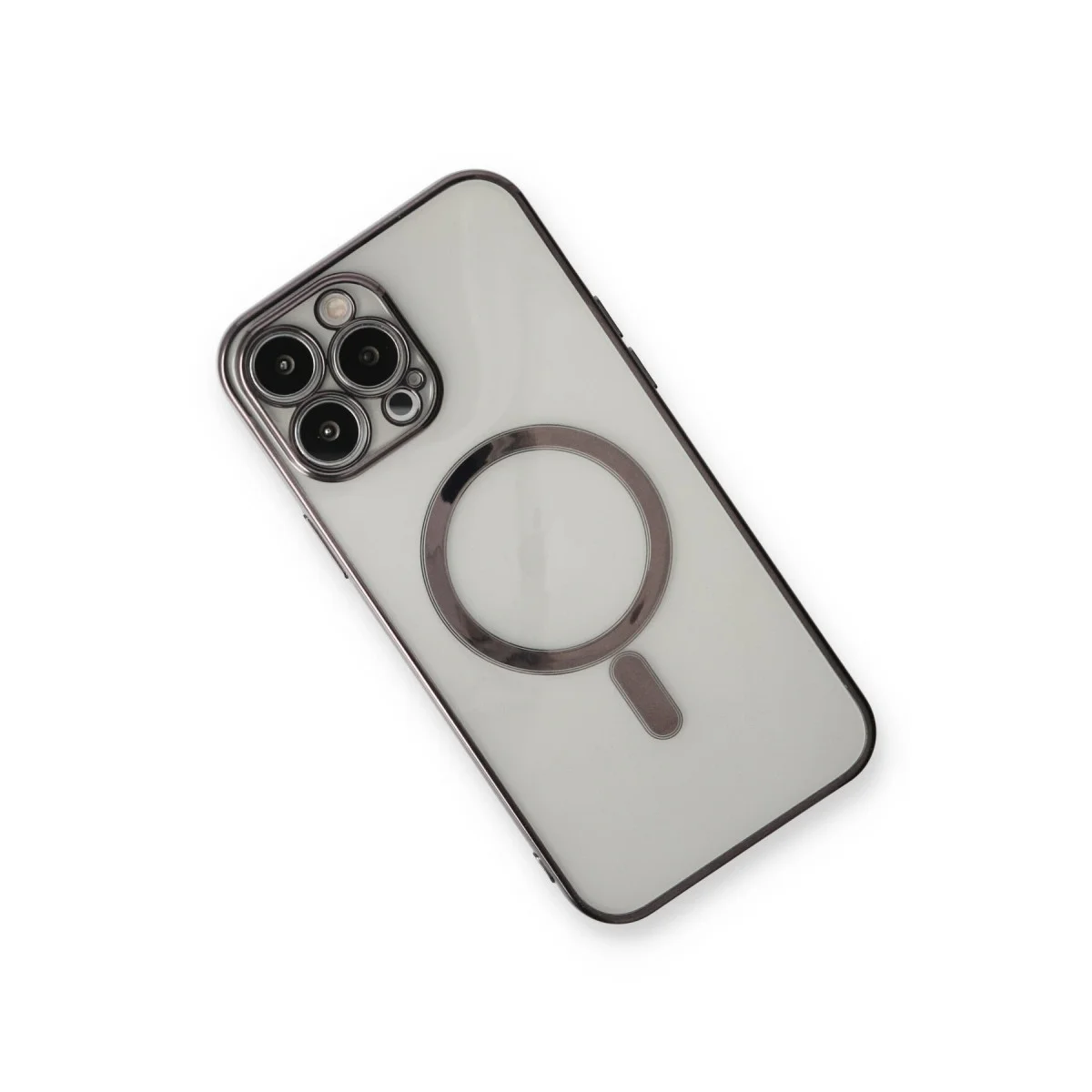 Northcity iPhone 13 Pro Max Silikon Kılıf Magsafe Lazer Desen Siyah - 360° Darbe Koruma