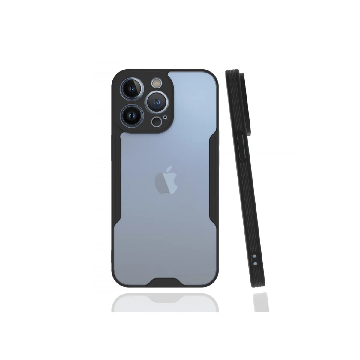 Northcity iPhone 13 Pro Platin Silikon Kılıf - Siyah, TPU + Fiber Karışım, Mat Yüzey, Hassas Kesimli