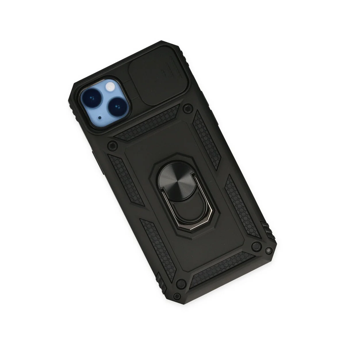 Northcity iPhone 14 Plus Silikon Kılıf - Siyah Pars Lens Korumalı Standlı Kılıf