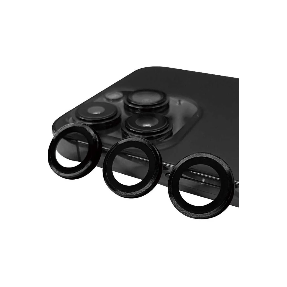 Northcity iPhone 14 Pro Max Raze Metal Kamera Lens - Siyah Tempered Cam Koruyucu