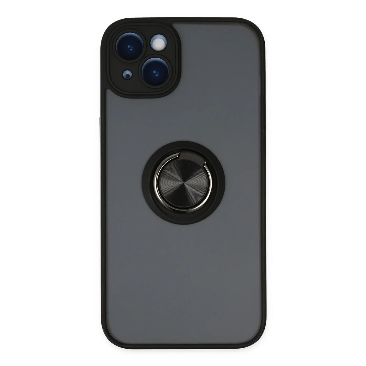 Northcity iPhone 14 Montreal Yüzüklü Silikon Kılıf Siyah - Mat, Kaymaz ve Metal Standlı Premium Koruma