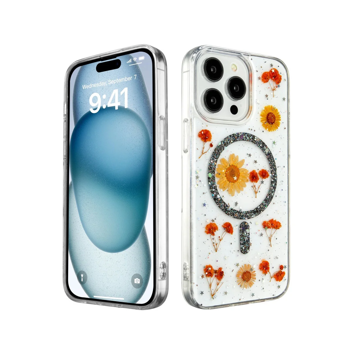 Northcity iPhone 14 Pro Max Daisy Simli Magsafe Kılıf - Doğal Çiçek Tasarımı ve Güçlü Koruma