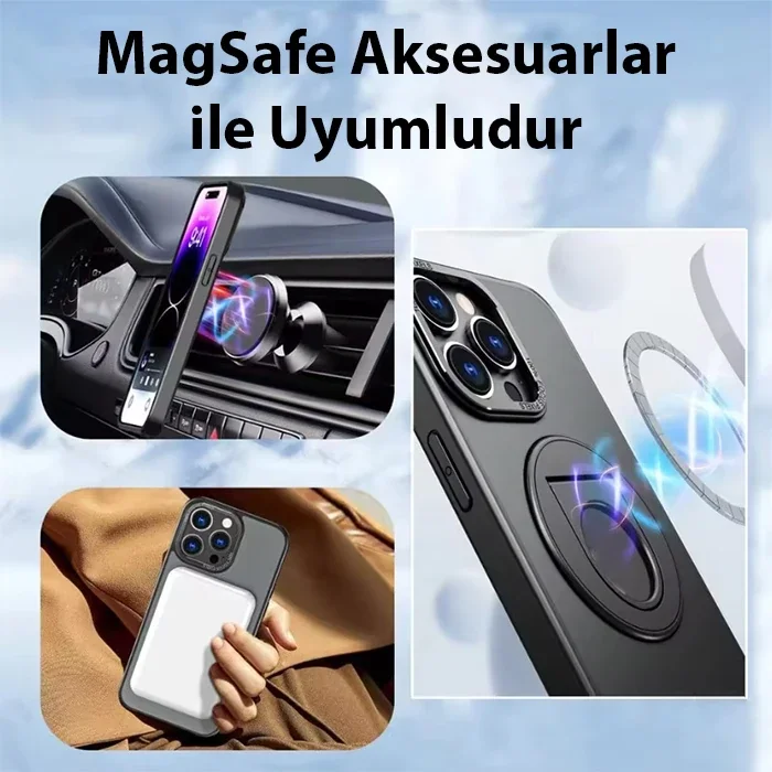 iPhone 14 Pro Max MagSafe Silikon Kılıf – Manyetik Hızlı Şarj + Yüzük Standlı