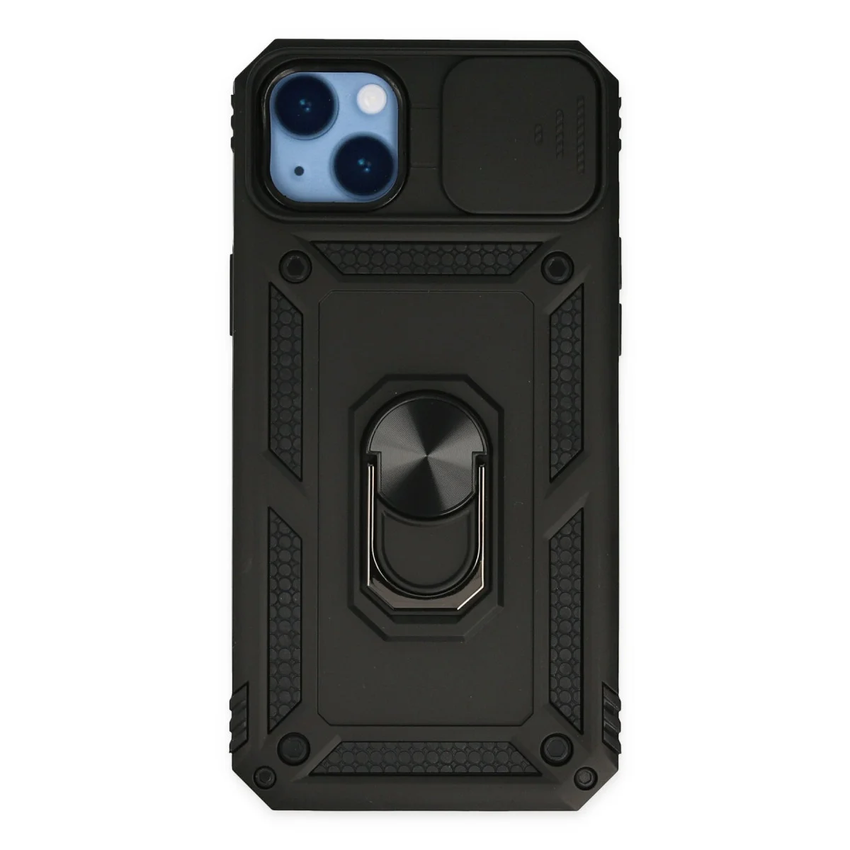 Northcity iPhone 14 Plus Silikon Kılıf - Siyah Pars Lens Korumalı Standlı Kılıf