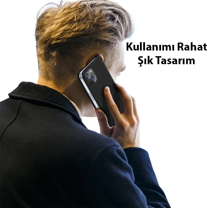 iPhone 14 Plus 6.7 Kapaklı Kılıf – Deri Görünümlü 360° Koruma