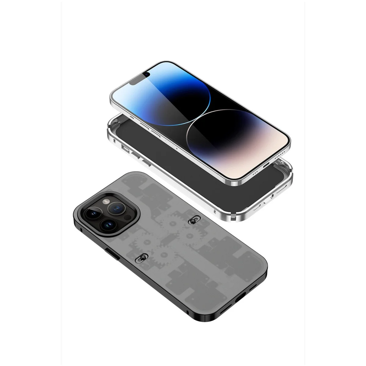 Northcity iPhone 14 Pro Mekanik Bumper Kılıf - Siyah, Çift Koruma ve Ergonomi
