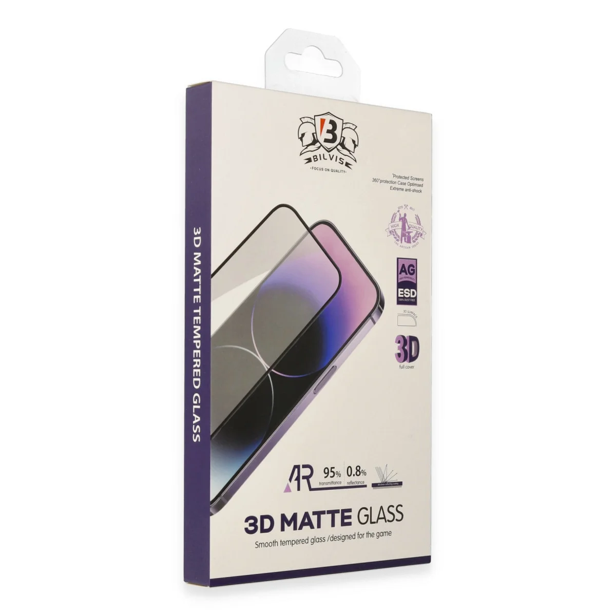 Northcity iPhone 14 Pro Bilvis 3D Mat Cam Ekran Koruyucu - Yansıma Önleyici ve Çizilmeye Dayanıklı Tempered Cam