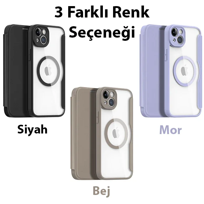 iPhone 14 6.1 MagSafe Kılıf - Manyetik Kapaklı Koruyucu Folio Case