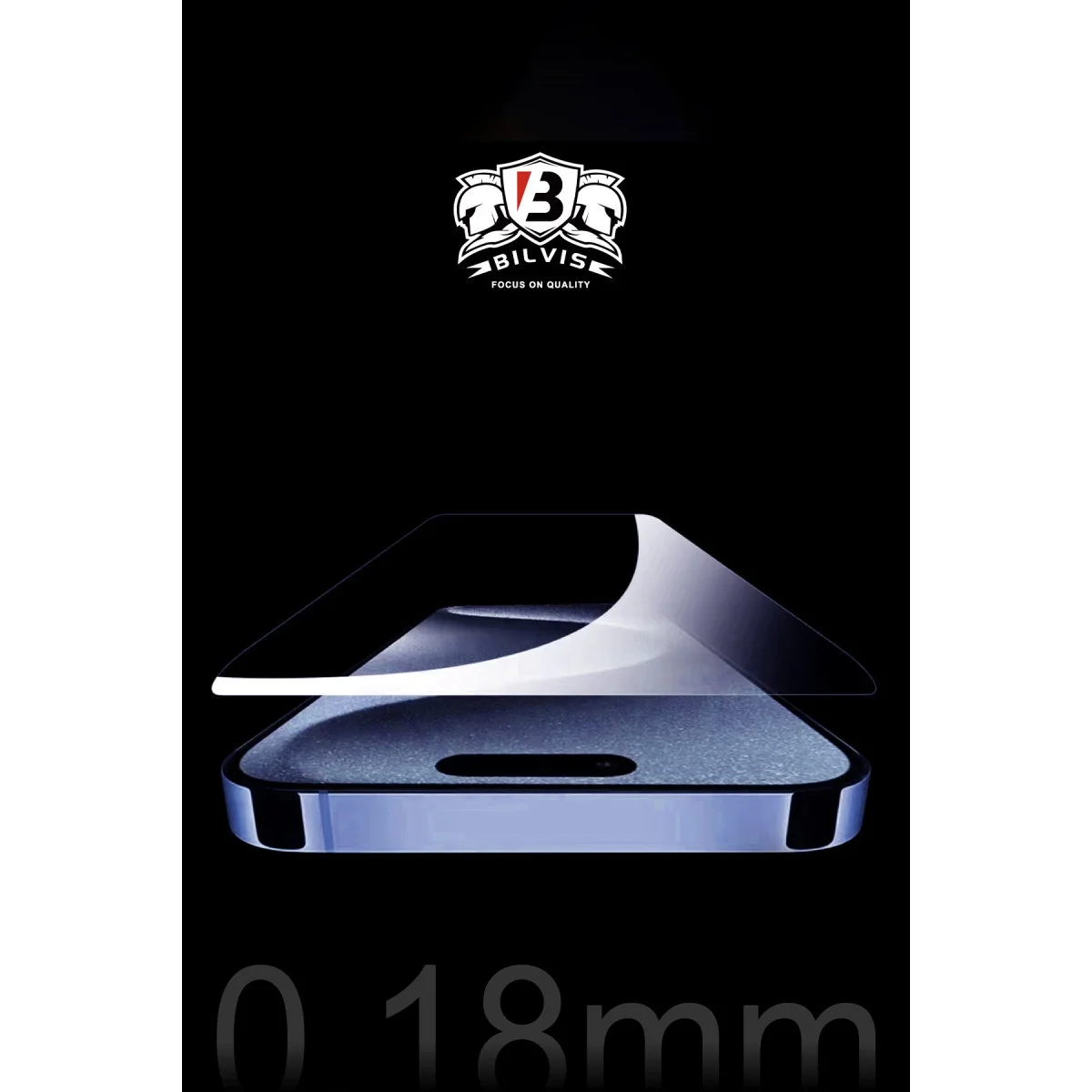 Northcity iPhone 15 Pro Max Bilvis 0.18mm Plus Cam Ekran Koruyucu - Tam Ekran Koruması ve Çizilmeye Karşı Kalkan