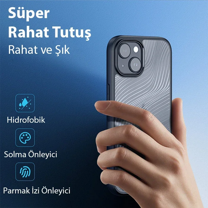 iPhone 15 Aimo Serisi Buzlu Sert Kılıf - Darbeye Dayanıklı Premium TPU PC