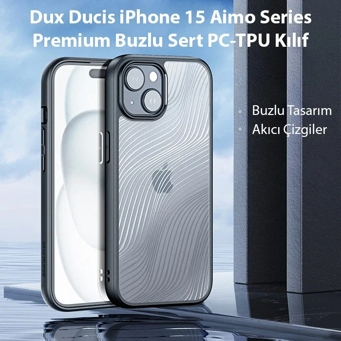 iPhone 15 Aimo Serisi Buzlu Sert Kılıf - Darbeye Dayanıklı Premium TPU PC
