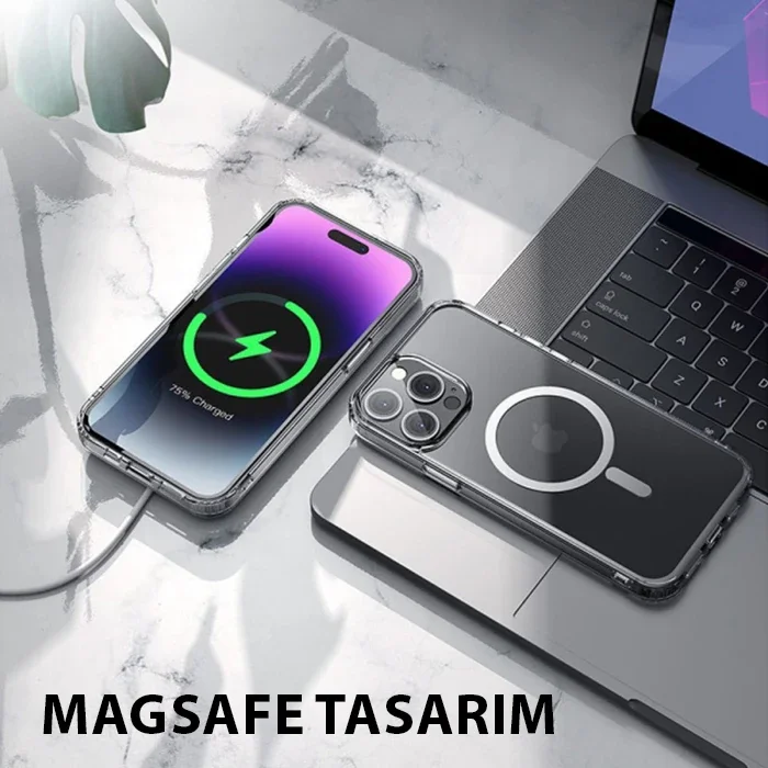 iPhone 15 Pro Max MagSafe Hava Yastıklı Silikon Kılıf – Darbeye Dayanıklı Anti-Drop
