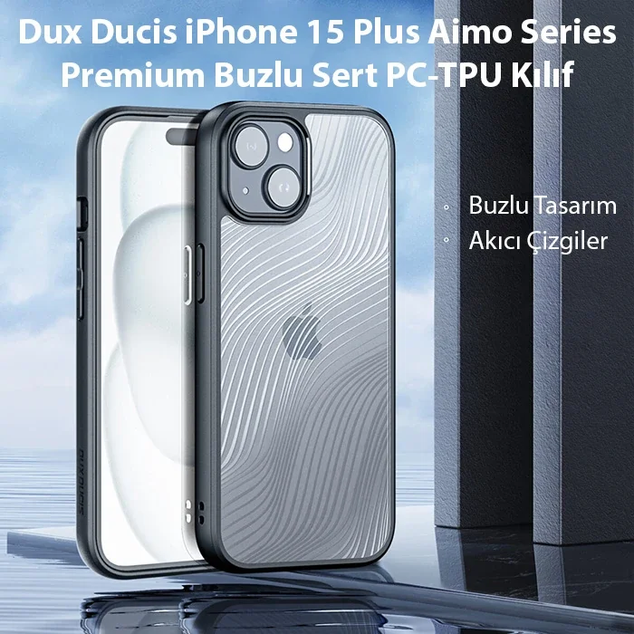 iPhone 15 Plus Aimo Series Buzlu Sert Kılıf - Darbeye Dayanıklı Premium Koruma