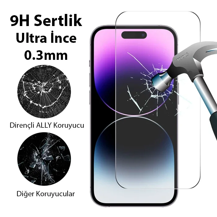 iPhone 15 Pro Max Full HD 9H Kırılmaz Cam Ekran Koruyucu - Darbeye Dayanıklı