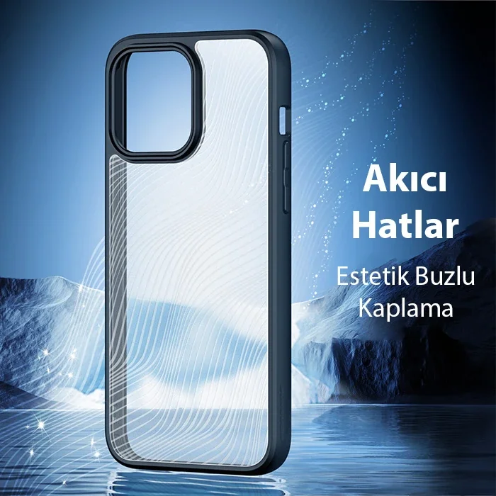 iPhone 15 Pro Max Aimo Serisi Buzlu Sert Kılıf - Darbeye Dayanıklı Premium Koruma