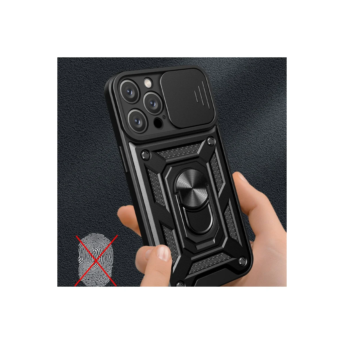 Northcity iPhone 16 Pro Max Siyah Lens Yüzüklü Silikon Kılıf - Pars Serisi