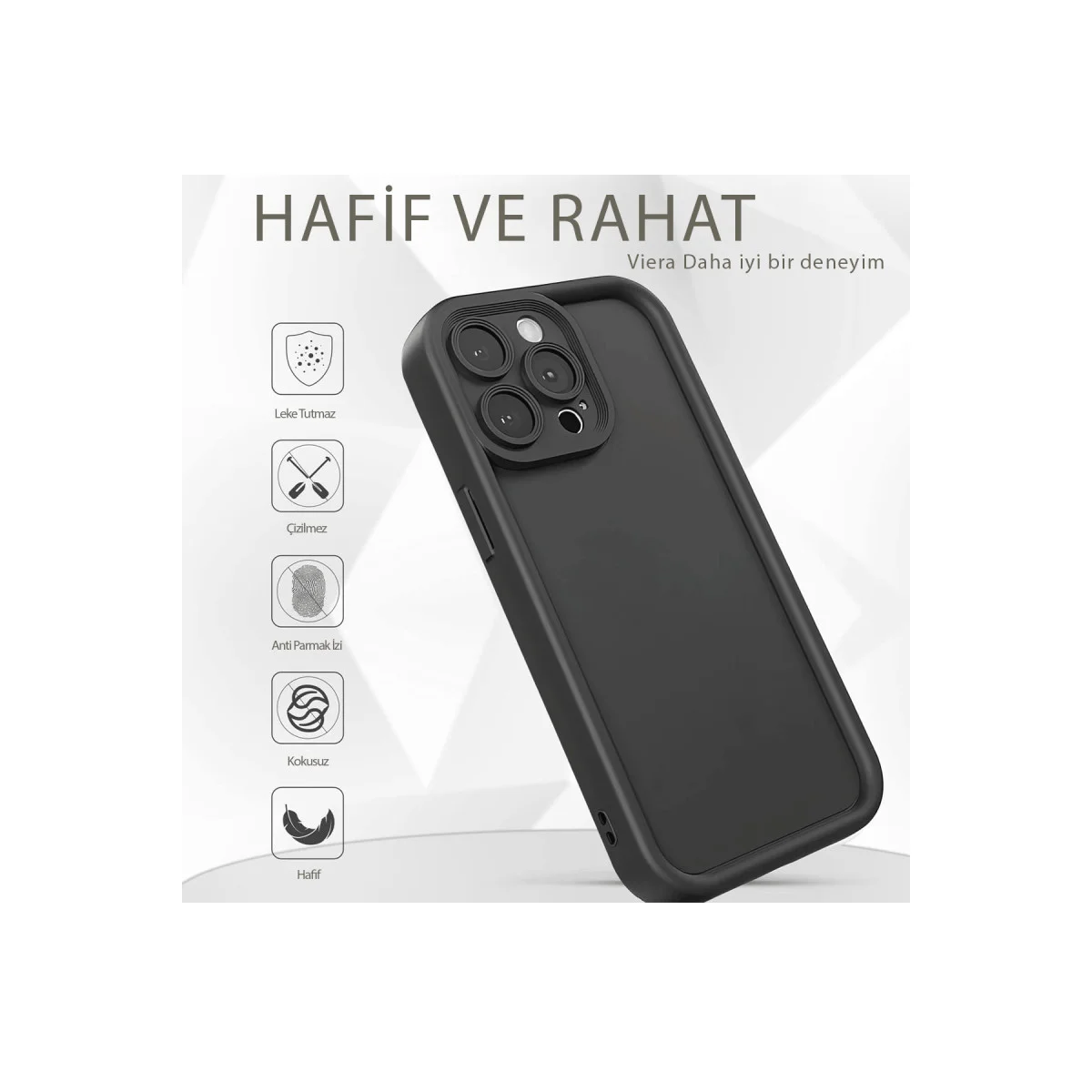 Northcity iPhone 16 Pro Max Viera Silikon Kılıf - Siyah, En İyi Koruması