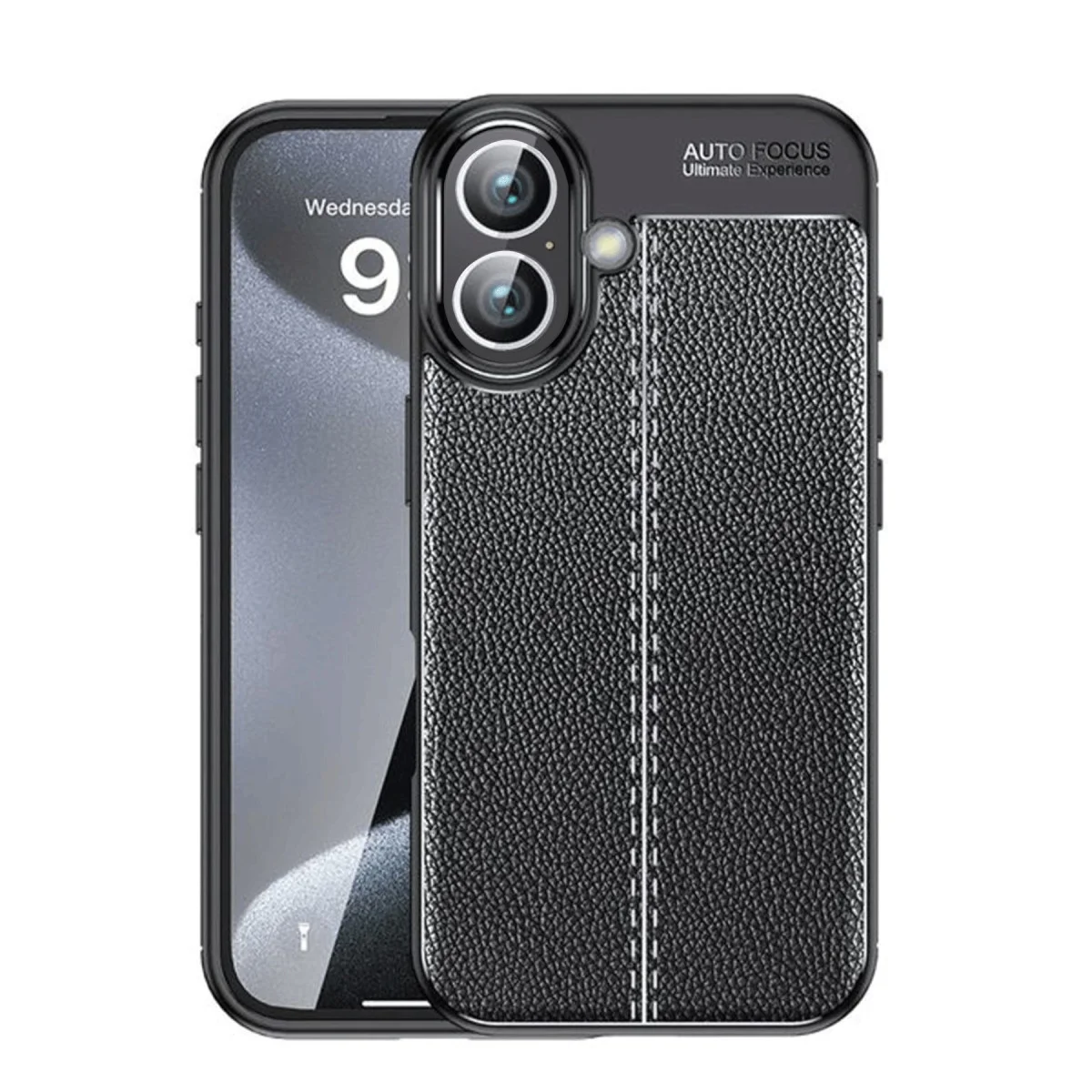 Northcity iPhone 16 Kılıf Auto Focus Siyah – Deri Dokulu, Yüksek Darbe Korumalı ve Ultra Hafif Kılıf