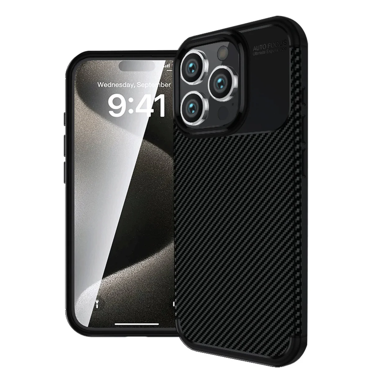 Northcity iPhone 16 Pro Karbon Kılıf - Siyah, Otomatik Odaklama ve Maksimum Koruma