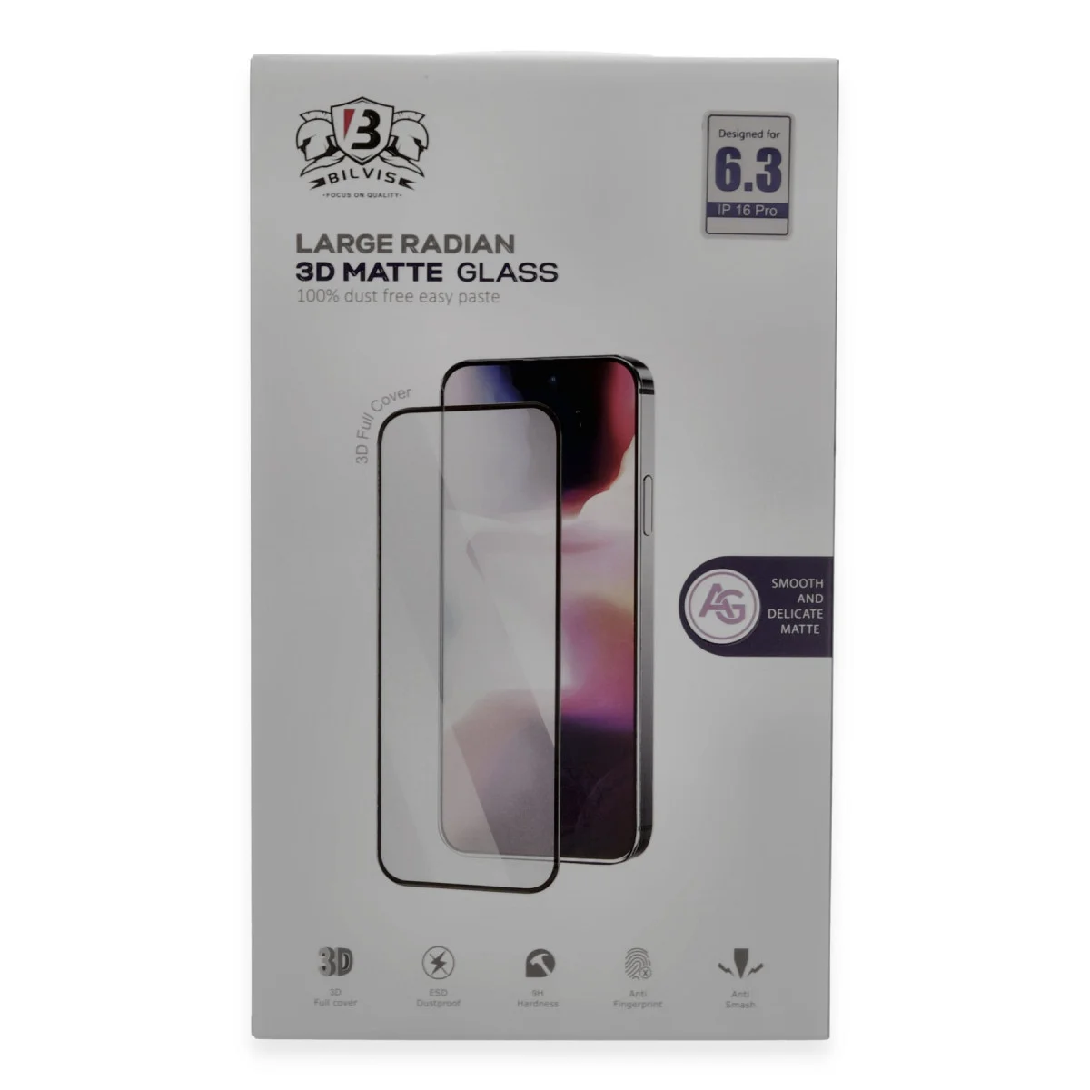 Northcity iPhone 16 Pro Bilvis 3D Mat Cam Ekran Koruyucusu - Yansıma Önleyici ve Çizilmelere Karşı