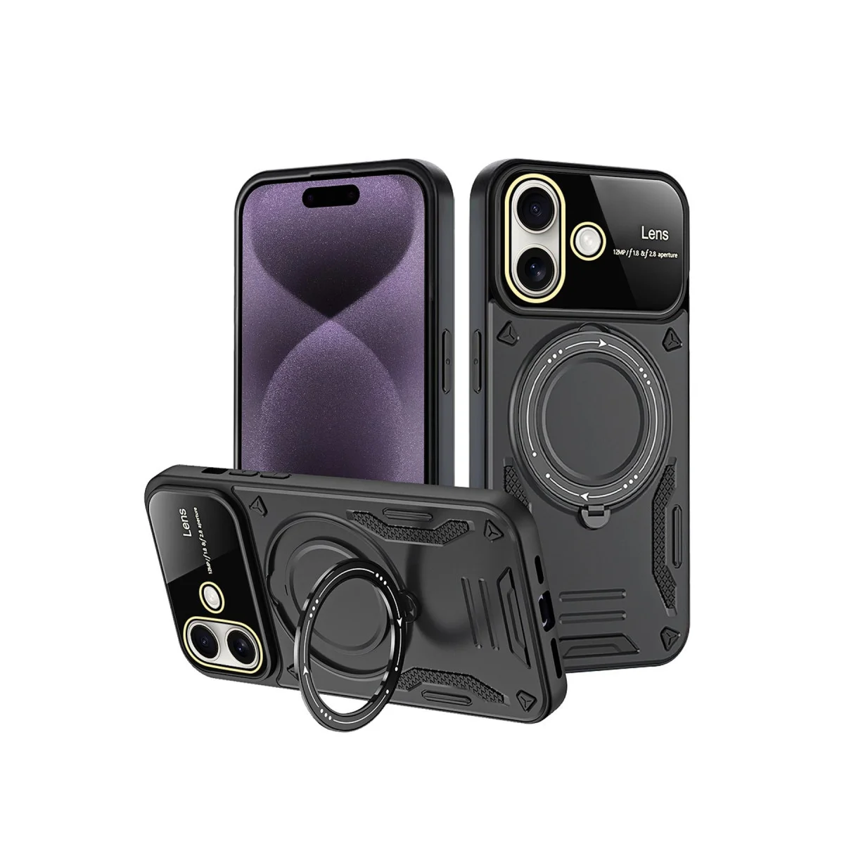 Northcity iPhone 16 Joy Lens Standlı Kılıf - Siyah