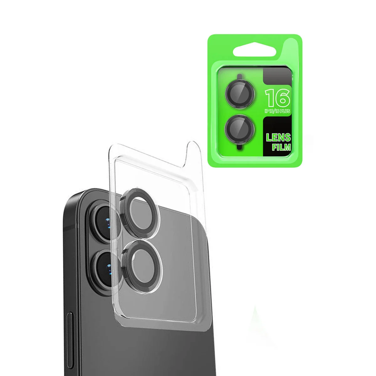 Northcity iPhone 16 Raze Metal Kamera Lens - Siyah 3D HD Tempered Cam ve AR Kaplama