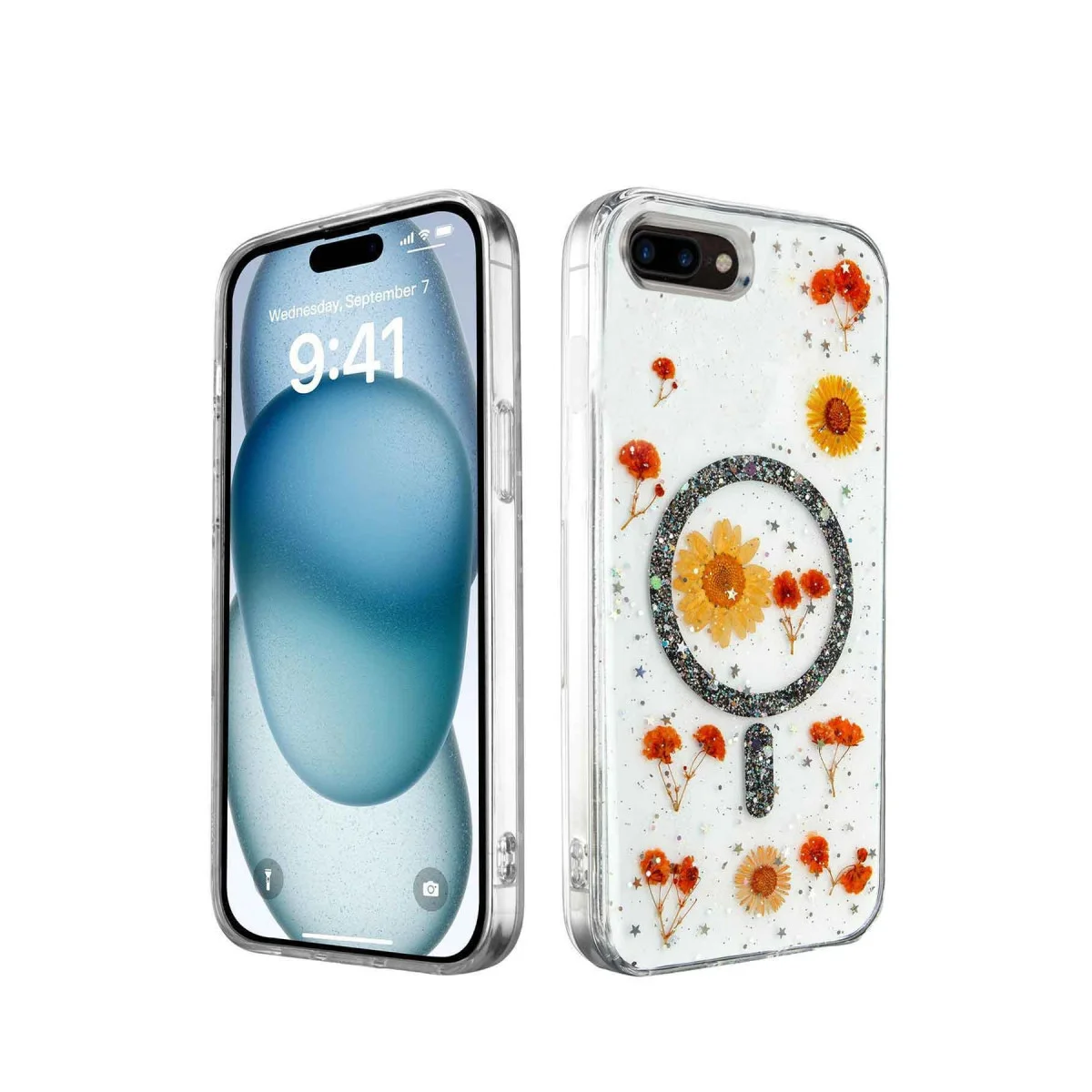 Northcity iPhone 7 Siyah Daisy Simli Magsafe Kapak - Doğadan İlhamlanın
