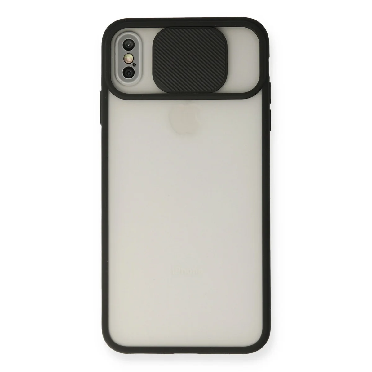Northcity iPhone XS Max Kılıf - Buzlu Silikon Kamera Sürgülü Kılıf Siyah
