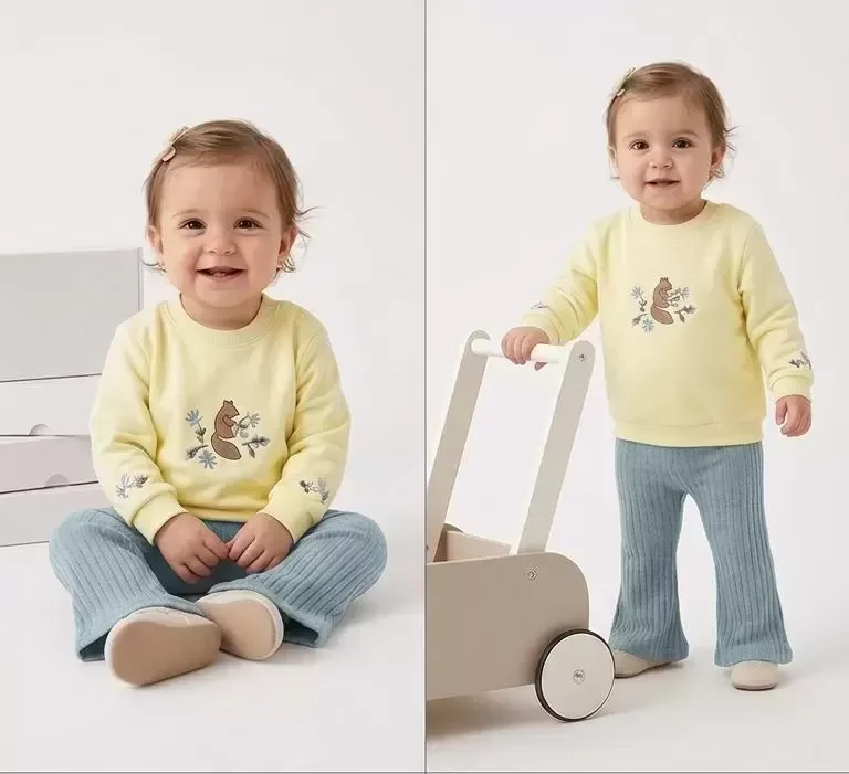 Northcity İspanyol Paça Baskılı Penye Bebek Takımı 6-24 Ay - Anti