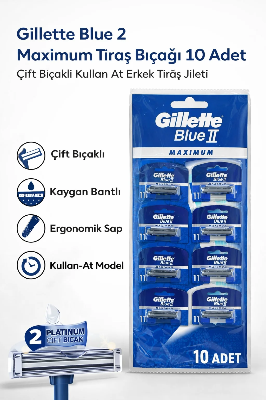 Northcity Jilet Blue 2 Maximum - Çift Bıçaklı 10 Adet Kullan-At E