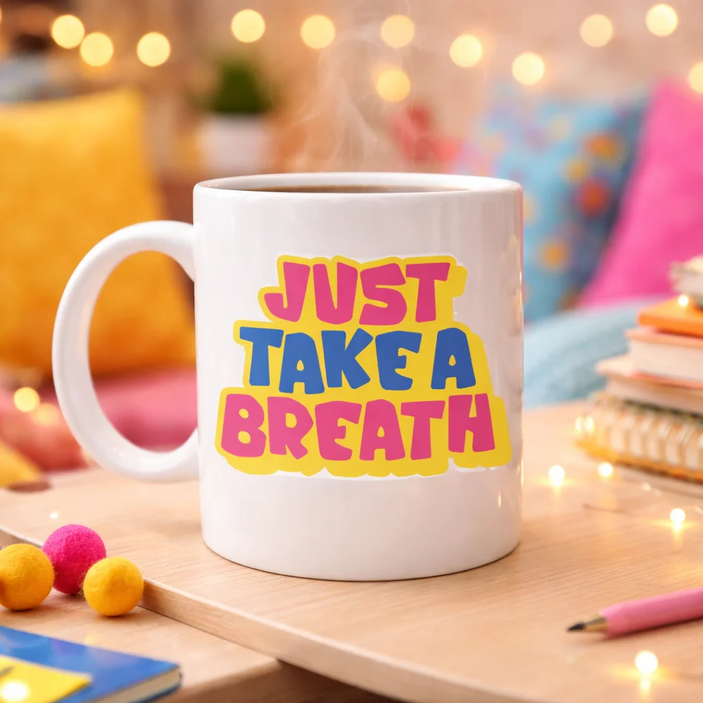 Northcity Just Take a Breath Yazılı Porselen Kupa – Motivasyon & 