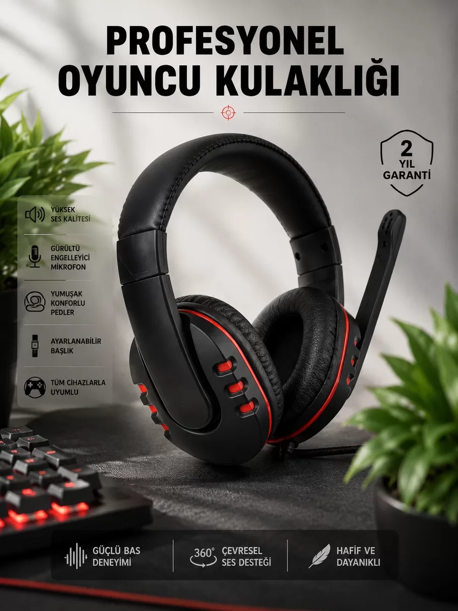 Northcity Kablolu Oyuncu Kulaklığı: Yüksek Ses Kalitesi ve Aktif 