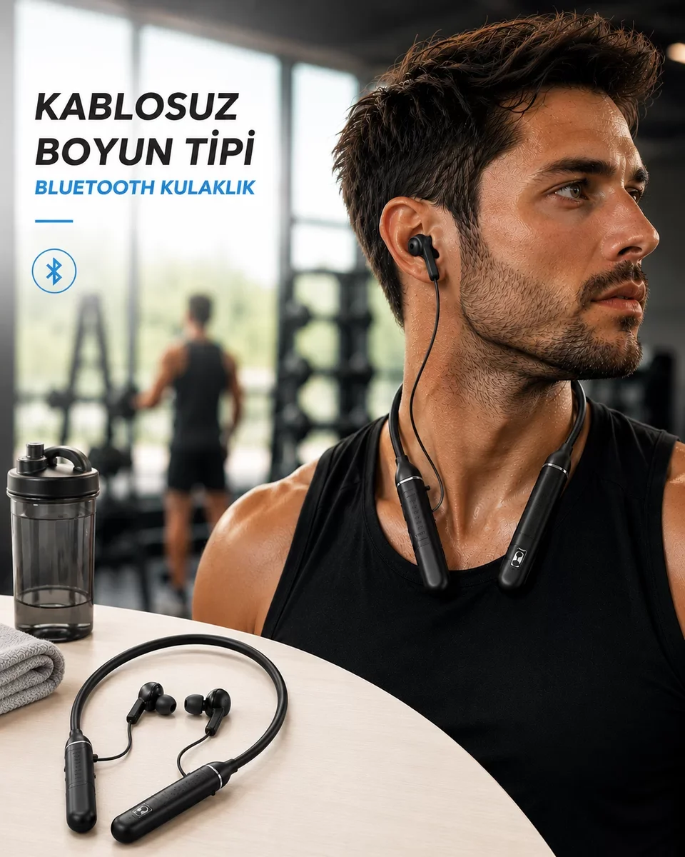 Northcity Kablosuz Bluetooth Boyun Askılı Kulaklık: Uzun Pil Ömrü