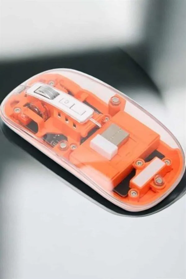 Kablosuz Mouse 5.0 Bluetooth - Şeffaf Tasarım, Uzun Pil Ömrü ve Manyetik Alıcı Saklama