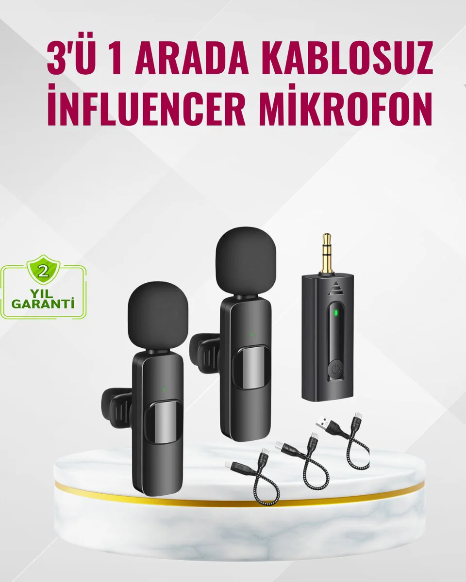 Northcity Kablosuz Mikrofon - 360 Derece Ses Kalitesi ve 8 Saat P