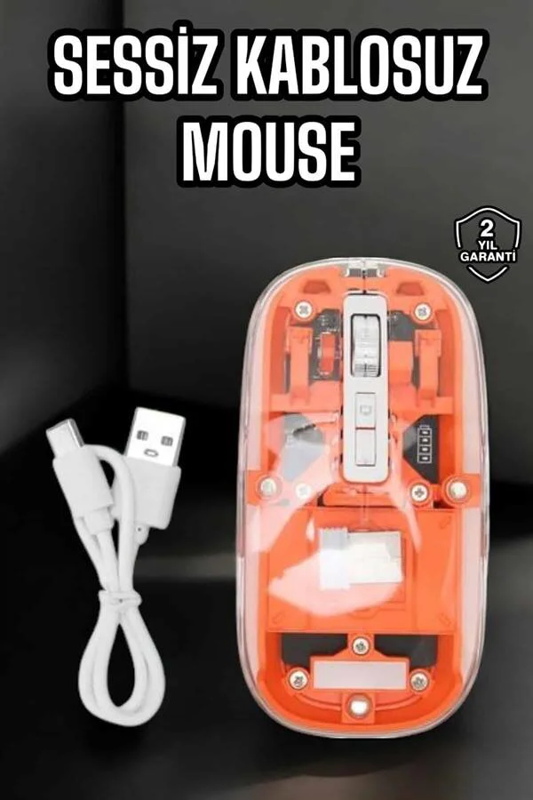 Kablosuz Mouse 5.0 Bluetooth - Şeffaf Tasarım, Uzun Pil Ömrü ve Manyetik Alıcı Saklama