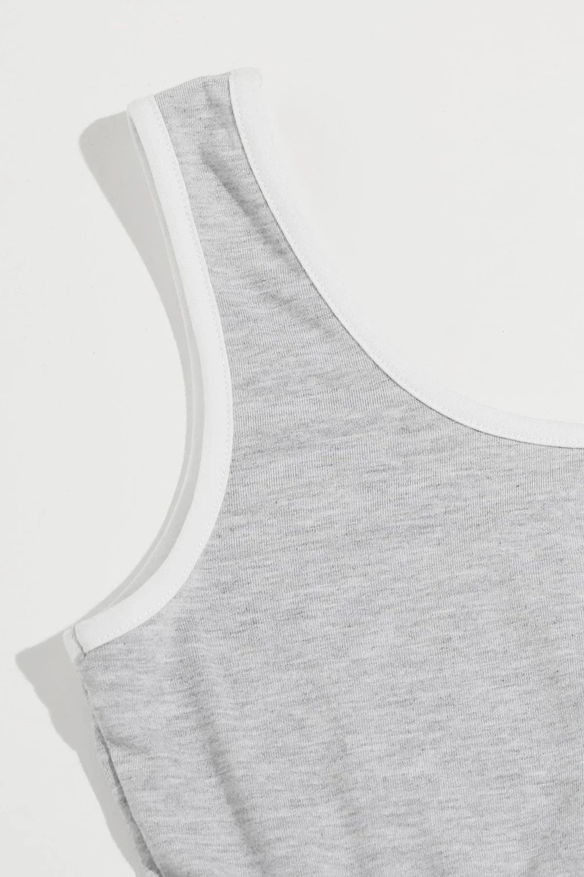 Kadın Gri Askılı Crop Top ve Şortlu Gecelik Takım H110559