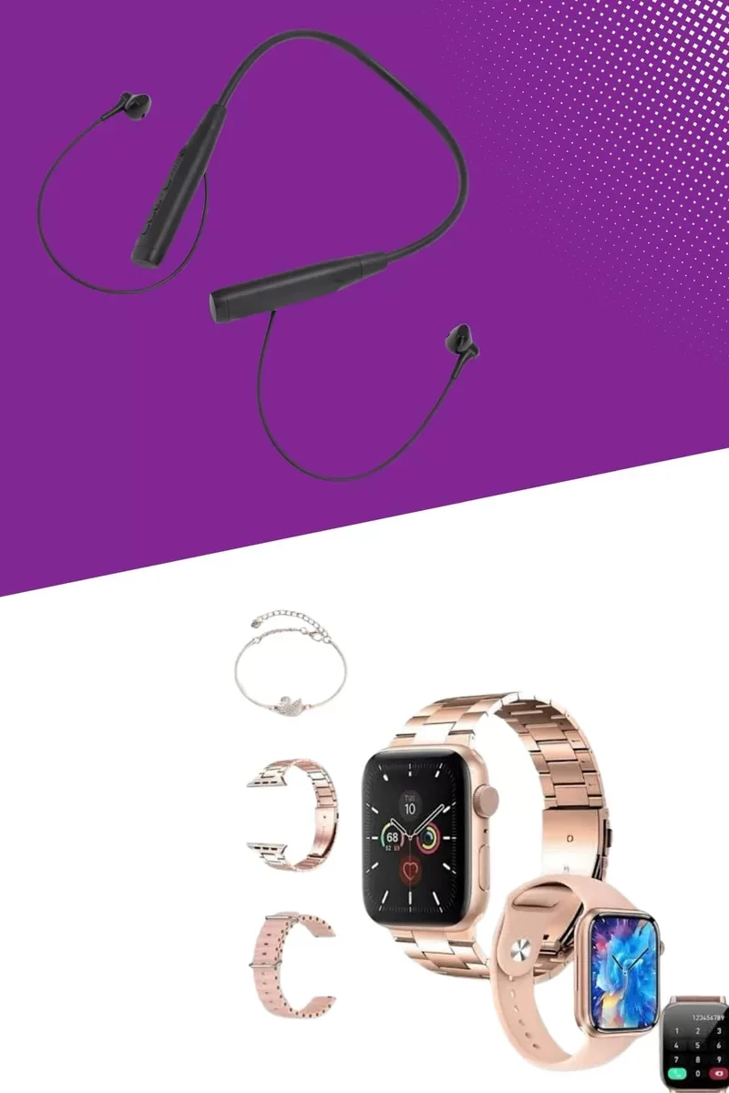 Kadınlara Özel Akıllı Saat ve Bluetooth Kulaklık Hediyelik Paket - 3 Kordonlu