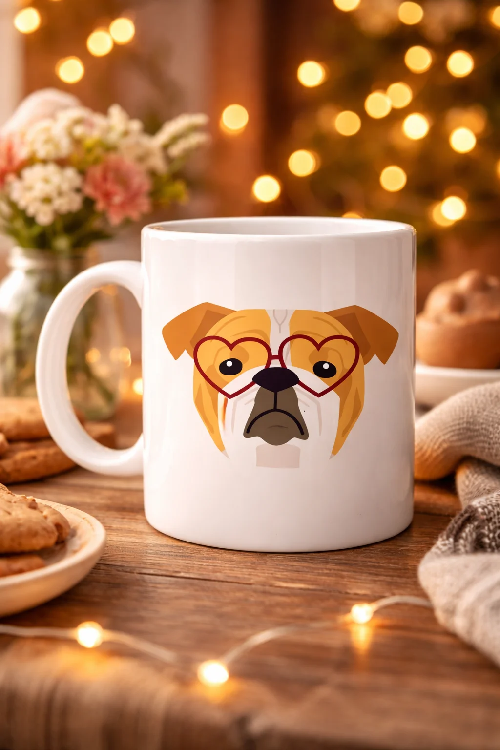 Kalpli Gözlüklü İngiliz Bulldog Tasarımlı Porselen Kupa - Sevimli Köpek Desenli Kahve & Çay Kupası Fiyatı, Yorumları ve Özellikleri