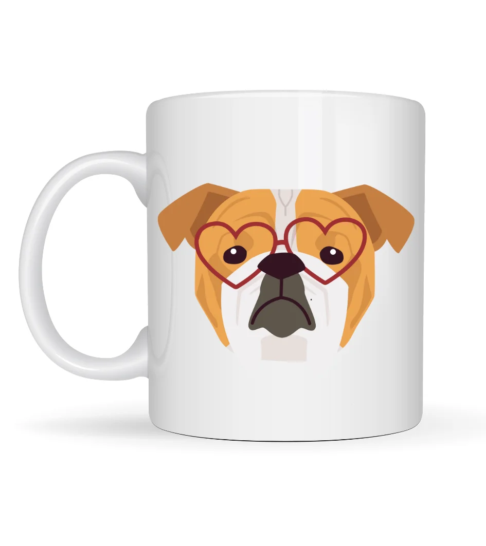 Kalpli Gözlüklü İngiliz Bulldog Tasarımlı Porselen Kupa - Sevimli Köpek Desenli Kahve & Çay Kupası Fiyatı, Yorumları ve Özellikleri