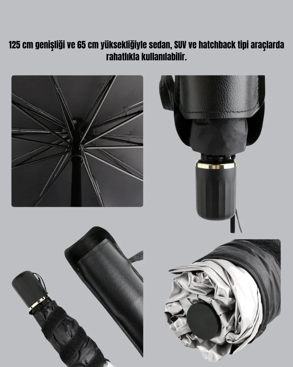 Katlanabilir Oto Güneşlik - 125x65 cm UV Koruma ve Klima Tasarrufu
